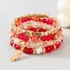 Bestseller popular europeu e americano transfronteiriço: Pulseira com pingente de coruja estilo boêmio, pulseira de contas com cordão elástico multicamadas