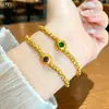 Nova pulseira de miçangas disco brilhantes estilo chinês vietnamita banhada a ouro para mulheres, pulseira de amuleto da sorte bicolor de cristal girassol roxo-verde, luxo leve