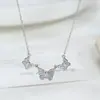 Collar de Cadena para Clavícula Mariposa con Zirconia Microincrustada, Bañado en Oro Real, Estilo Nuevo para Mujer, Moderno y Versátil, Exquisito Accesorio de Cadena para el Cuello