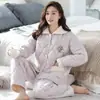Pijamas Populares de Outono e Inverno para Mulheres, Sanduíche de Algodão Aerado, Quente, Acolchoado Fino, Conjunto Confortável de Roupas para Casa que Pode Ser Usado Fora