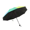 Venta al por mayor de fábrica marca Jiangnan lluvia paraguas arcoíris resistente al viento 8 varillas 4 secciones tela parachoques protección solar protección solar paraguas publicitario personalización