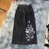 Comercio Electrónico Transfronterizo Jeans de Calle Americanos Y2K Hip-hop Estampado Dibujos Animados Retro Sueltos Jeans de Pierna Ancha para Hombre