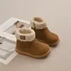 Botas de nieve gruesas de invierno para niños, edades 6-12, de suela suave, zapatos de algodón antideslizantes para niñas, botines cálidos forrados de felpa para niñas pequeñas