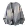 Cárdigan de punto para hombre con cuello en V estilo Hong Kong, manga larga, chaqueta suéter casual para hombre, transfronterizo 2026, nuevo top de invierno