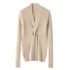 Suéter Elegante de Cuello en V Estilo Coreano Simple Cruzado Retorcido Ajustado Adelgazante para Viajar 100% Cachemira Suéter Pulóver para Mujer