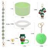 Juego de 7 tazas decorativas con tapa de paja, cadena de taza, llavero con colgante de bola de peluche, serie de dibujos animados