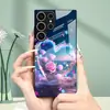 Aplicável para Capa de Celular Samsung S26ULTRA A57 Coração de Amor Romântico S24 Capa Protetora Concha de Vidro Temperado A07 Rosa