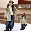 Gabardina con capucha color caqui para niña, nuevo estilo coreano de primavera y otoño, de longitud media, chaqueta infantil casual y versátil, moderna para otoño