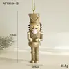 Cascanueces Navideño Dorado Resina Brillo Colgante Accesorio para Árbol de Navidad Adorno Figura de Soldado Decoración Colgante