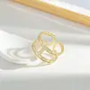 Anillo de Dedo Exquisito para Comida Microincrustado de Circonita Anillo Liso Nicho Lujo Ligero Apertura Anillo Ajustable Anillo Irregular Joyería de Moda