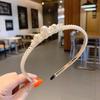 Diadema de perlas tejidas elegante de estilo coreano, tocado de novia, diadema de corona japonesa, horquilla para el cabello con lavado de cara de celebridad de Internet de súper hada femenina