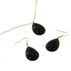 Collar de Cadena para Clavícula Colgante Ovalado Blanco y Negro Simple Exquisito Retro Francés Pendientes Conjunto de Joyería para Mujer Regalo