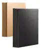 Cuaderno Espesor B5 Línea Horizontal Cuadrado Inglés en Blanco A4 A5 Cubierta Simple de Cartulina Negra con Cosido de Piel de Vaca