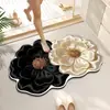 2026 Novo Tapete de Chão para Banheiro Floral Realista 3D de Lama Diatomácea Macia Tapete para Pé Absorvente de Água Antiderrapante para Banheiro