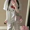 Pantalones Casuales de Dormir para Mujer Estilo Coreano Gato Kt Estilo Ins, Pantalones Rectos Casuales de Algodón Nube de Verano, Adecuados para Usar Afuera