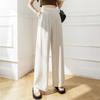 Pantalones de Lino de Pierna Ancha para Mujer Verano 2024 Nuevos Pantalones Delgados de Algodón y Lino Cintura Alta Arrugados Sueltos Rectos Casuales