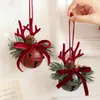 Adornos de Navidad Cascabeles Pequeños Lazos de Terciopelo Escena de Árbol de Navidad Piña Suministros de Decoración Piezas Pequeñas Colgantes Decorativas