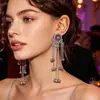 Brincos Boho Étnicos Retrô com Franjas Irregulares para Mulheres Longos Personalidade Redondos com Strass Sino