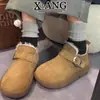 Versión de Lana de las Botas de Nieve Sangpo Integradas de Piel de Oveja para Mujer, Zapatos Estilo Birkenstock de Suela Gruesa, Forrados de Felpa y Engrosados para Calidez, Zapatos Grandes de Algodón para Zonas del Noreste