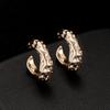 Estilo japonês e coreano 14K ouro brincos cor zircão clipe brincos simples orelha furos orelha dupla orelha fivela em forma de brincos em forma de C para as mulheres