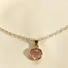 Nuevo Collar con Colgante de Cristal de Calcedonia Rosa de Nicho, Collar con Colgante Redondo, Accesorio de Moda y Elegante
