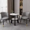 Mesa e Cadeiras Casuais Mesa de Negociação Simples Moderna Conjunto de Três Peças para Varanda Cadeira Única Mesa Redonda Pequena para Loja de Chá com Leite Cadeira de Jantar para Casa