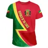 Bandera de la República Democrática del Congo y Patrón de Emblema Nacional Impresión 3D Nueva Camiseta de Manga Corta para Hombre Transfronteriza Venta Directa de Fábrica