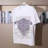 26 Nuevas Letras de Pedrería Cabeza de Leopardo Personalizada Estilo Callejero Genial Camiseta Holgada Unisex de Manga Corta Tallas Grandes Elegante