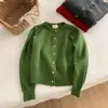 Blanqueamiento ~ Suéter de Punto Popular Redondo Azul Klein Otoño e Invierno para Mujer, Chaqueta de Punto Cardigan Botón Dorado Estilo Pequeño Fragante Ropa Interior