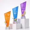 Troféu de premiação de fábrica, painel inclinado transparente colorido personalizado, estrela de cinco pontas para reunião anual, cúpula, reconhecimento, impressão e gravação personalizáveis