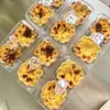 Caixa para Torta de Ovos de Girassol, Caixa de Embalagem para Croissant com Borda de Renda para Cupcake e Torta de Ovos, Caixa Transparente Descartável para Levar para Assados