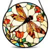 Libélula de Vidro Laranja Transfronteiriça Pingente Colorido, Ornamento de Vidro para Casa, Decoração de Janela, Pegador de Sol para Jardim