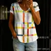 Camisa de Manga Corta con Botones y Estampado de Nuevo Estilo Transfronteriza para Mujer, Elegante y con Estilo para el Trabajo y el Ocio