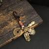 Pingente de Latão Buda Palma Coração Pixiu para Bolsa de Homem e Mulher Chaveiro de Carro Pingente Retro Vestido Cinco Imperadores Dinheiro Cabacinha