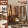 Cabideiro de madeira maciça para uso doméstico, cabide de chão para quarto, cabide simples para roupas, varal dobrável
