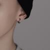 Pendientes de plata de ley 925 con hebilla de oreja de línea negra para hombre, estilo Hong Kong, sencillos y elegantes, con hebilla de oreja única, estilo hip hop, modernos.