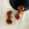 Novos Brincos Torcidos Exquisitos de Lã Colorida Feitos à Mão Design de Nicho de Alta Qualidade Brincos Dopamina para Mulheres