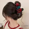 Para cabelos grossos, presilha de tubarão acrílica da moda, presilha de cabelo francesa fofa em formato de coração, presilha de garra com laço elegante para mulheres