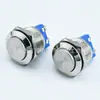 Interruptor Pulsador Metalico Impermeable 12/16/19/22mm Pie de Tornillo Cabeza Plana Alta Bola Botón de Inicio Restablecimiento