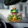 Colgante de Corona Acrílica para Coche, Decoración de Estilo Nuevo para el Hogar y Espejo Retrovisor del Coche, Colgante Creativo Transfronterizo de Rana Verde Pequeña
