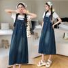 Comercio Exterior Nuevo Estilo Coreano Talla Grande Suelto Chica Gordita Combinable Falda de Mezclilla de Hebra Largo Medio Vestido Adelgazante Ropa de Mujer