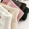 [Veludo Nano] Meias Femininas Coreanas Quentes e Confortáveis com Laço, Meias de Cano Médio, Estilo Girly Vibrante Dongdaemun