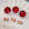 Decorações de Glitter para Unhas com Padrão de Onda, Tamanhos Mistos, Estrelas Vermelhas de Cinco Pontas, Mini Adesivos de Unha Redondos Ultra Finos, Atacado