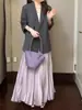 La popular falda popular de este año, falda morada de línea A, caída súper favorecedora, falda Berkeley, cintura alta, vestido de primavera para mujer