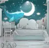 Habitación infantil nórdica nube oceánica ballena niños y niñas divertido papel tapiz sala de estar dormitorio tela de pared fondo papel tapiz mural