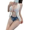 Ropa interior sexy nueva transfronteriza cuatro estaciones tejido hueco sin mangas ajustado casual color liso suéter sexy tentación