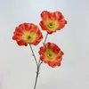 Flor de simulação flor de papoula de 3 cabeças pintura a óleo retrô papoula oriental decoração de casamento arranjo de flores flor de inserção display de flores flor artificial