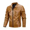 Nueva chaqueta de cuero para hombre para otoño e invierno, chaqueta de cuero de trabajo, abrigo casual, ropa masculina moderna estilo coreano, elegante, forrada de polar y engrosada