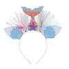 Diadema de Malla de Sirena Colorida Venta Caliente Transfronteriza Fiesta de Cumpleaños Infantil Tocados de Estrella de Mar Sirena Horquilla de Princesa
