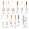 Juego de Utensilios de Cocina de Silicona 11 Piezas Mango de Madera Resistencia a Altas Temperaturas Suministros de Cocina Espátula Cuchara Cubo de Almacenamiento Espátula para Saltear Casera Cucharón para Sopa